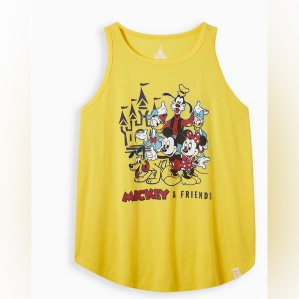 TORRID MICKEY AND FRIENDS TANK TOP T SHIRT TRIBLEND JERSEY YELLOW SIZE 3 = 3x